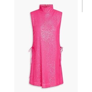 ROTATE BIRGER CHRISTENSEN Sequined Turtleneck Barbie Pink Mini Dress Size 4 NWT